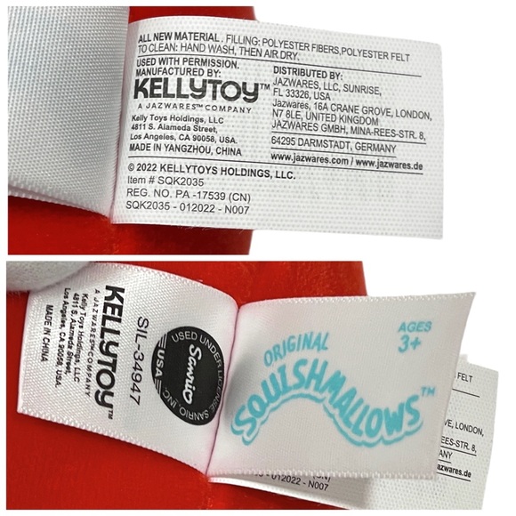 SQUISHMALLOWS Official Kellytoy Plush 6.5 Inch Hello Kitty Red Heart Sunglasses - Picture 7 of 8